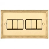 Ретро выключатель Colossal Медовый жаккард, CME2516-2-MBR T&J Electric шестиклавишный проходной