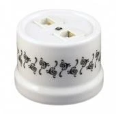 Ретро розетка телефонная белая с черным узором B1-301-01 D1/1 BIRONI