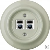 Розетка интернет Cat.6 экранир. двойная, серо-зеленый глянцевый CHGsCat6e Katy Paty