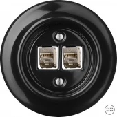 Розетка интернет Cat.6а экранир.10G двойная, черный глянцевый NIGsCat6a Katy Paty