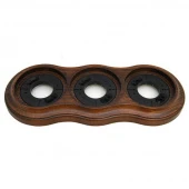 Рамка с пластиковой вставкой 3 местная, орех лакированный, 25363 Lindas