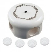 Распределительная коробка D78 белая с черным узором B1-521-01 D204-1-K BIRONI с 4 кабельными вводами в комплекте