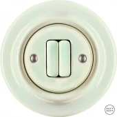 Ретро выключатель проходной жемчужный глянцевый OPCOG2Sl6/6 Katy Paty двухклавишный