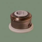 Ретро розетка с заземлением и шторками, серия ДИП-200 темная медь, рамка: белая, механизм: белый D241-8 Romatti