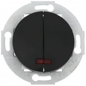 Ретро выключатель с индикатором, черный, 881208-1 LK Studio Vintage, двухклавишный