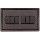 Ретро выключатель возвратный Colossal Шоколадный кашемир, CME2566-2-BZ T&J Electric шестиклавишный проходной