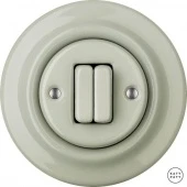 Ретро выключатель проходной серо-зеленый глянцевый CHG2Sl6/6 Katy Paty двухклавишный