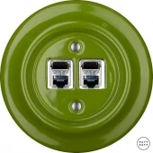 Розетка интернет Cat.6 экранир. двойная, ярко-зеленый глянцевый NICHGsCat6e Katy Paty