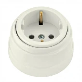 Ретро розетка с заземляющим контактом, РА16-0202 бежевый Bylectrica