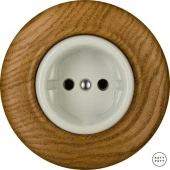 Ретро розетка электрическая без заземления, дуб матовый LIROMs Katy Paty