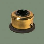 Ретро розетка с заземлением и шторками, серия ДИП-200 светлая латунь, рамка: черная, механизм: черный D212-7 Romatti