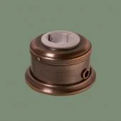 Ретро розетка с заземлением и шторками, серия ДИП-200 темная медь, рамка: металл, механизм: белый D243-8 Romatti