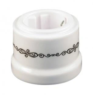 Ретро розетка с заземлением белая с черным узором B1-101-01 D4/1 BIRONI Ретро розетка с заземлением белая с черным узором B1-101-01 D4/1 BIRONI