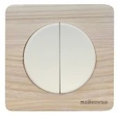 Выключатель двухклавишный, выбеленный ясень+бежевый, ROC1-AW/1E31601301 Ruwel