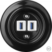 Ретро розетка USB черный глянцевый NIGsUSBb Katy Paty