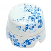 Распаечная коробка большая D85 белый с росписью под Гжель BOX2WT.GZ Salvador