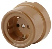 Ретро розетка с заземлением и шторками, a036796-К (KM) капучино, Werkel модифицированный