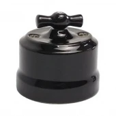 Ретро выключатель Verona черный, KVSw1-K04 Edisel одноклавишный проходной