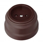 Ретро розетка без заземления, со шторками, РА16-0205 шоколад Bylectrica