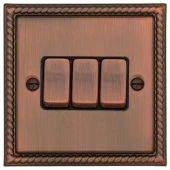 Ретро выключатель возвратный Colossal Античный муар, CME2563-2-AC T&J Electric трехклавишный проходной