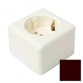 Ретро розетка QUADRA с заземлением, темно-коричневый, GE80301-ТК (KM) ТМ МезонинЪ