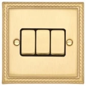 Ретро выключатель Colossal Медовый жаккард, CME2513-2-MBR T&J Electric трехклавишный проходной