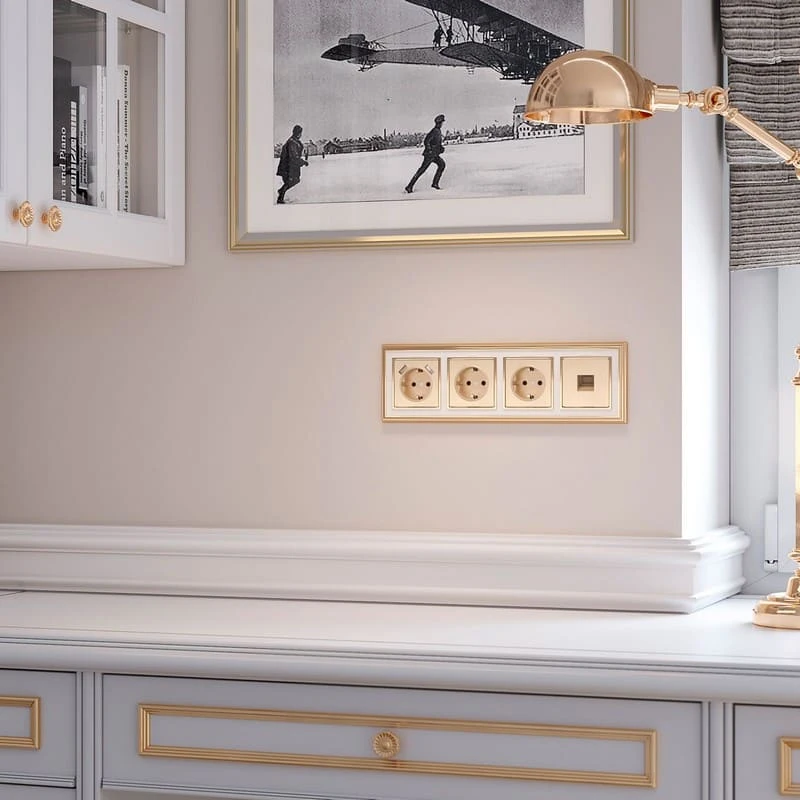 Дизайнерская розетка RJ-45, шампань рифленый, W1181010 Werkel Дизайнерская розетка RJ-45, шампань рифленый, W1181010 Werkel