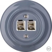 Розетка интернет Cat.6а экранир.10G двойная, пепельно-серый глянцевый LIGsCat6a Katy Paty