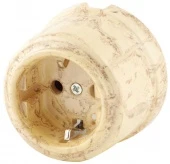 Ретро розетка электрическая с заземлением, светлый мрамор RS-80009-СМ (KM) Retrika