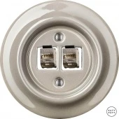 Розетка интернет Cat.6а экранир.10G двойная, капучино глянцевый LUGsCat6a Katy Paty