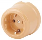 Ретро розетка электрическая с заземлением, крем-брюле RS-80009-КБ (KM) Retrika
