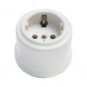 Ретро розетка с заземлением Verona белый, KVS-K01 Edisel