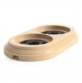 Рамка 2 местная с пластиковой вставкой, натуральное дерево, 058-797 Sun Lumen