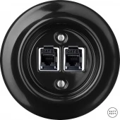 Розетка интернет Cat.6 двойная, черный глянцевый NIGsCat6 Katy Paty