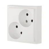 Дизайнерская розетка двойная без заземления, со шторками, белый, 843604-1 LK Studio, серия LK80
