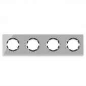 Дизайнерская рамка 4 местная, горизонтальная, серый, стекло, 2234937 OneKeyElectro