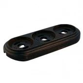 Рамка деревянная 3 местная на бревно D220 мм., состаренный черный, RD-03225 Retrika