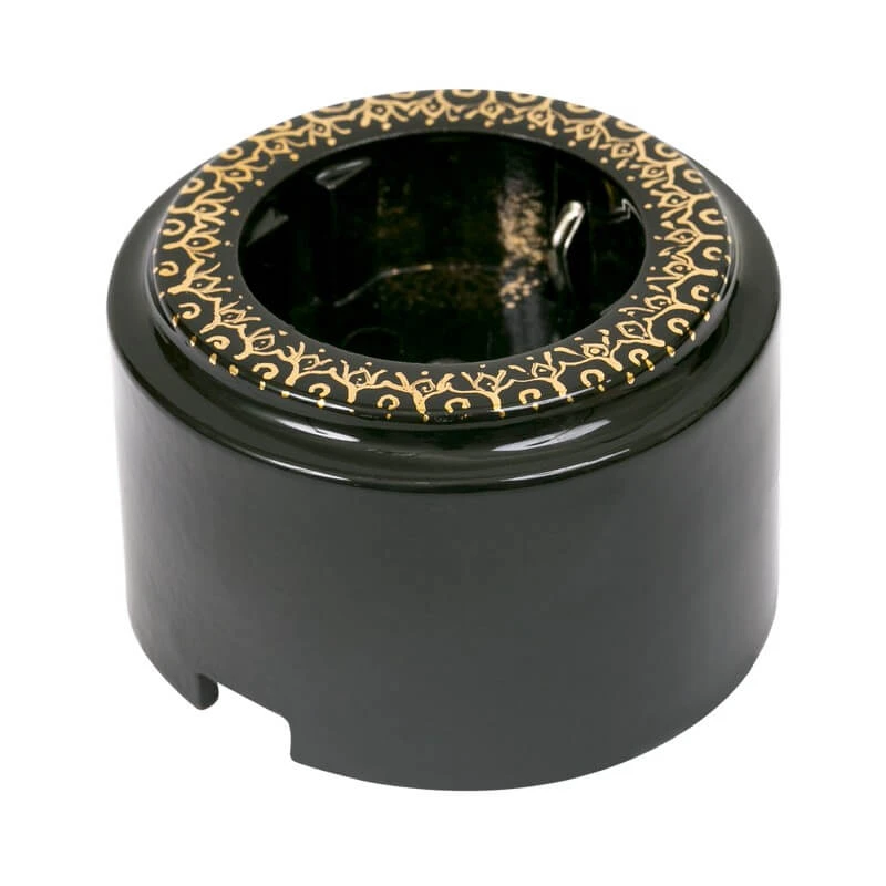 Ретро розетка Императорская с заземлением, черный с золотой росписью, GE90301-05E ТМ МезонинЪ Ретро розетка Императорская с заземлением, черный с золотой росписью, GE90301-05E ТМ МезонинЪ