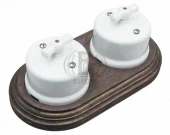 Ретро выключатели Combi duble-1, белый, старое дерево, B1-201-01/CD-17 BIRONI, одноклавишный проходной