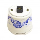 Ретро розетка интернет, белый с росписью под Гжель, OP.INT.WT.GZ Salvador