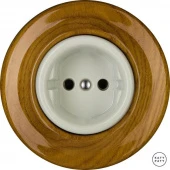 Ретро розетка электрическая без заземления, дуб глянцевый LIROGs Katy Paty