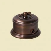 Ретро выключатель серия ДИП-200 с рамкой темная медь (трубка D16) D143-5-16 Romatti двухклавишный