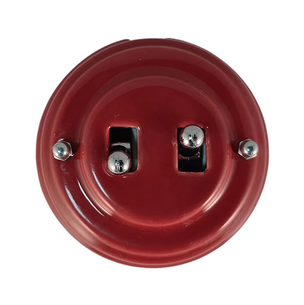 Ретро выключатель, гранатовый, тумблер серебро, ВР2ГС ЛЕАНЗА двухклавишный Ретро выключатель, гранатовый, тумблер серебро, ВР2ГС ЛЕАНЗА двухклавишный