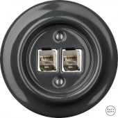 Розетка интернет Cat.6а экранир.10G двойная, графит глянцевый CRGsCat6a Katy Paty