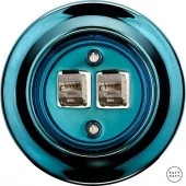 Розетка интернет Cat.6а экранир.10G двойная, синий металлик PEAZGsCat6a Katy Paty