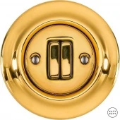 Ретро выключатель проходной золотой глянцевый OPAUG2Sl6/6 Katy Paty двухклавишный