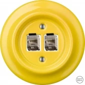 Розетка интернет Cat.6а экранир.10G двойная, ярко-желтый глянцевый NILUGsCat6a Katy Paty