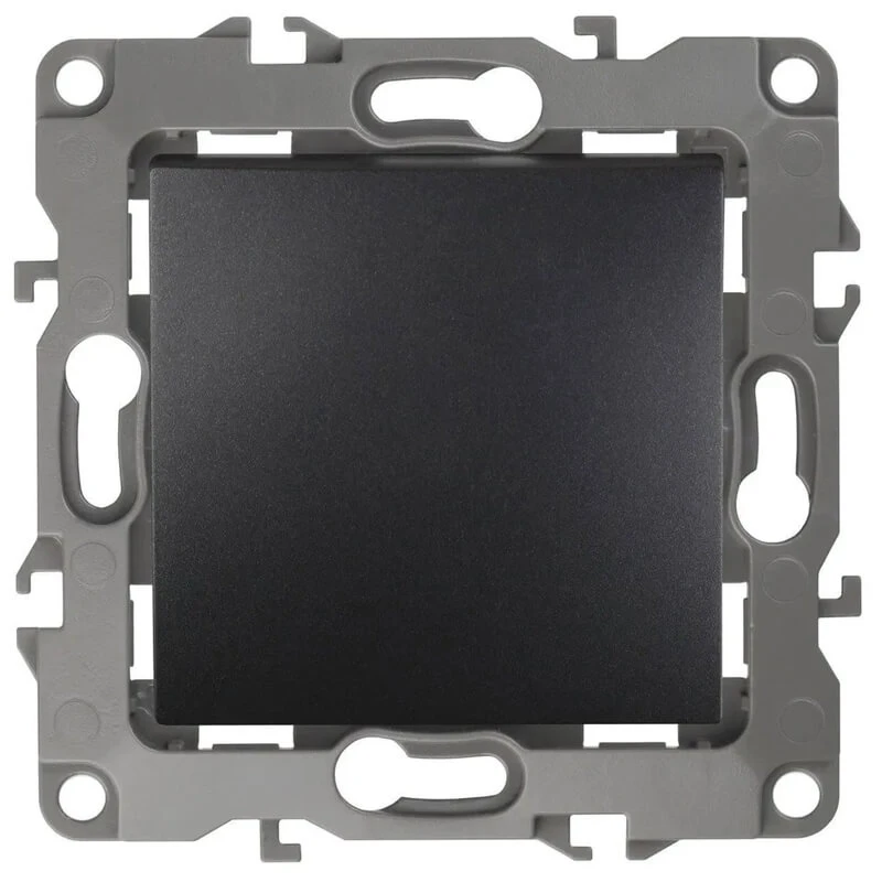 Дизайнерский выключатель без м.лапок, антрацит, Б0014631 Эра, одноклавишный, серия 12 Дизайнерский выключатель без м.лапок, антрацит, Б0014631 Эра, одноклавишный, серия 12