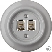 Розетка интернет Cat.6а экранир.10G двойная, бетон глянцевый CAGsCat6a Katy Paty