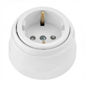 Ретро розетка с заземляющим контактом и шторками, белый, РА16-0206 Bylectrica